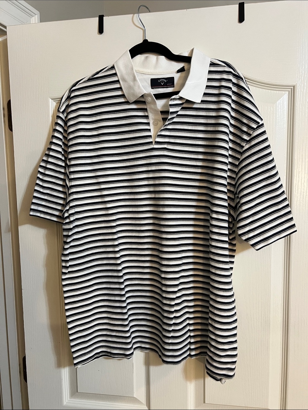 Callaway Classic Black & White Striped Polo Golf Shirt